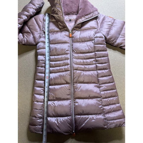 Save The Duck Womens Puffer Coat Ultra Light Jacket Faux Fur Collar $250 size 10 - Picture 8 of 12
